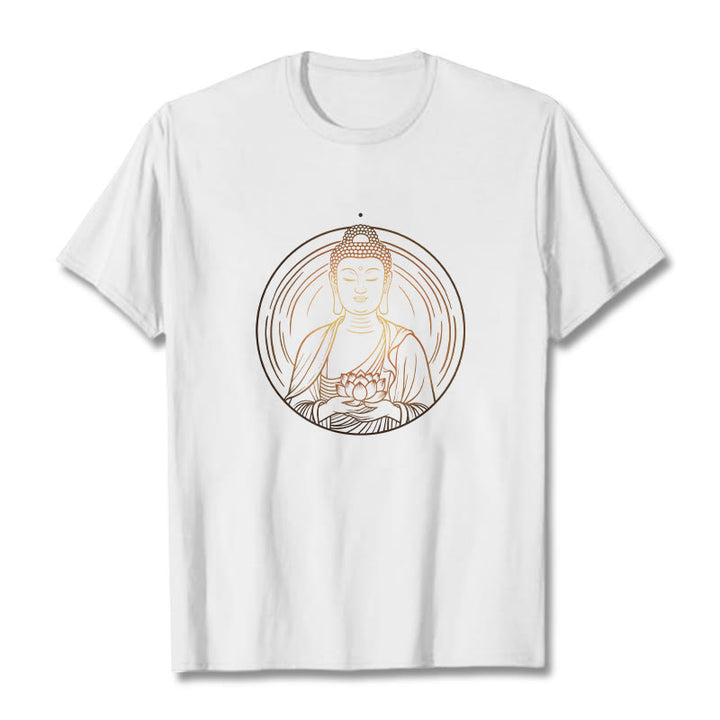 T-shirt Bouddha doré tenant une fleur de lotus Buddha Stones - Blanc - 2XL - image 5