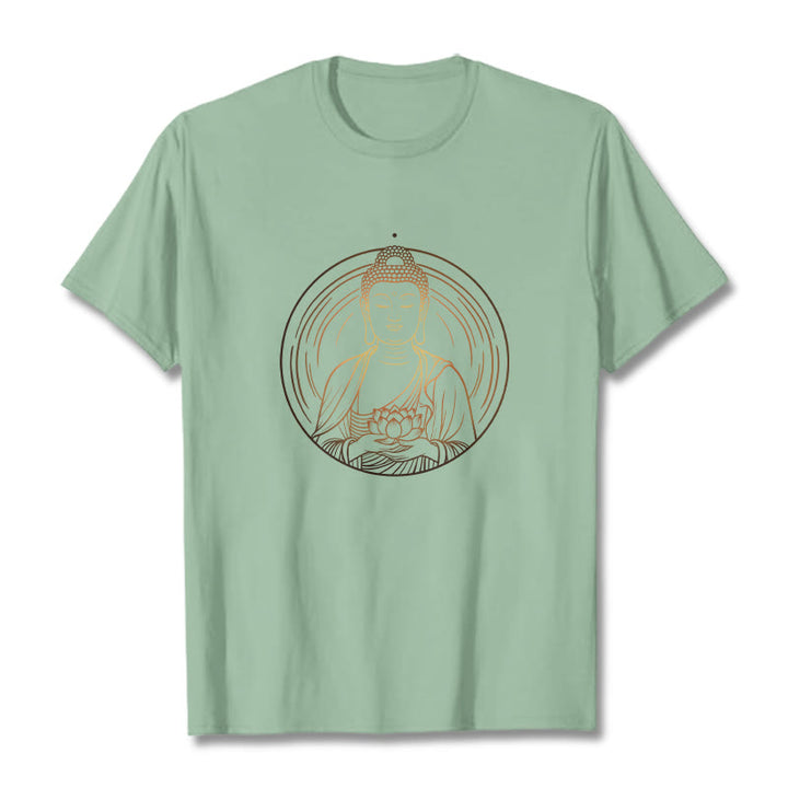 T-shirt Bouddha doré tenant une fleur de lotus Buddha Stones - Vert pâle - 2XL - image 14