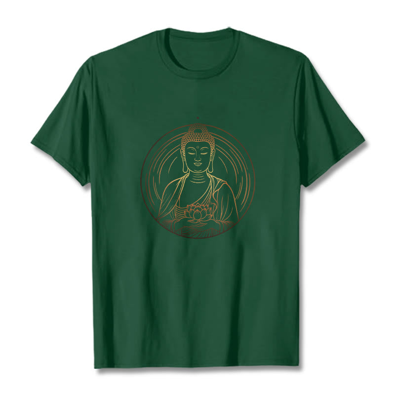 T-shirt Bouddha doré tenant une fleur de lotus Buddha Stones - Vert forêt - 2XL - image 10