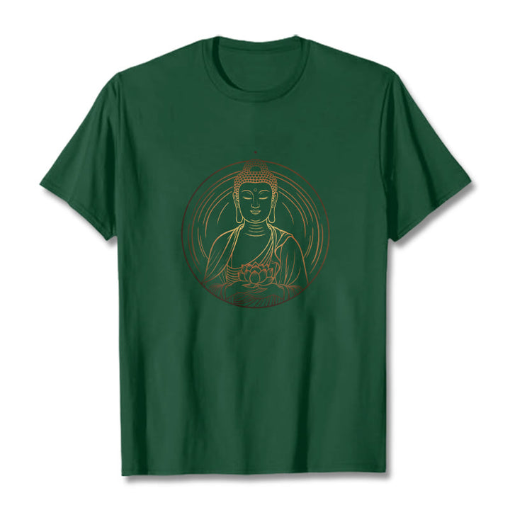 T-shirt Bouddha doré tenant une fleur de lotus Buddha Stones - Vert forêt - 2XL - image 10