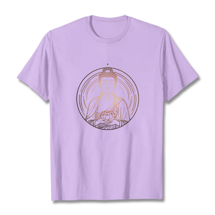 T-shirt Bouddha doré tenant une fleur de lotus Buddha Stones - Prune - 2XL - image 16