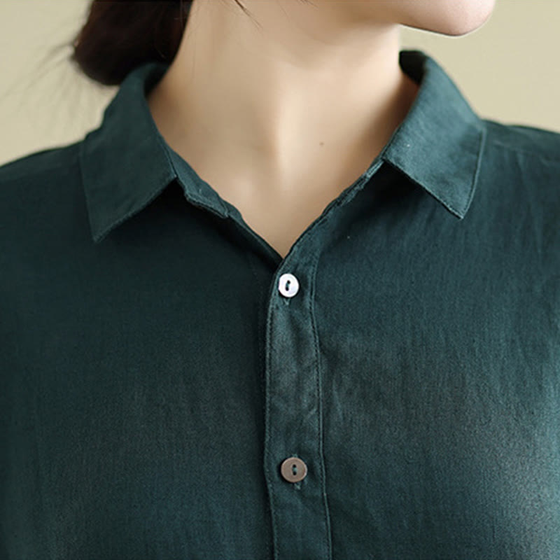 Robe Buddha Stones -longue d'été en coton et lin à manches courtes et cordon de serrage avec poches - image 12