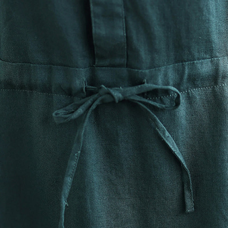 Robe Buddha Stones -longue d'été en coton et lin à manches courtes et cordon de serrage avec poches - image 15