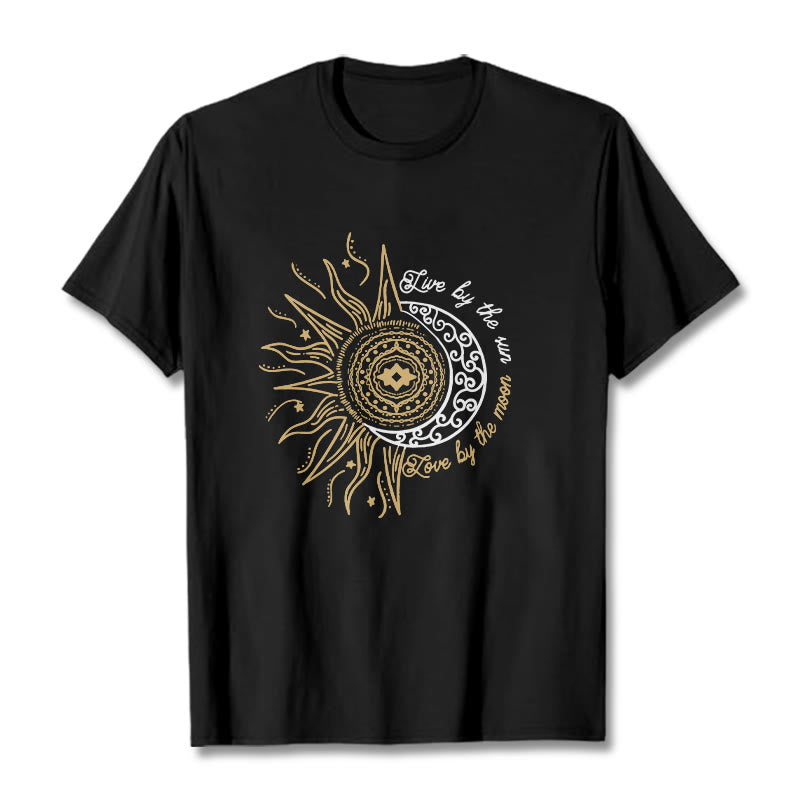 T-shirt Buddha Stones, Vivre par le soleil, Aimer par la lune - Noir - 2XL - image 1