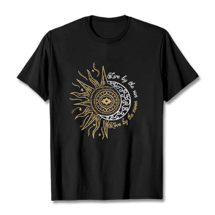 T-shirt Buddha Stones, Vivre par le soleil, Aimer par la lune - Noir - 2XL - image 1