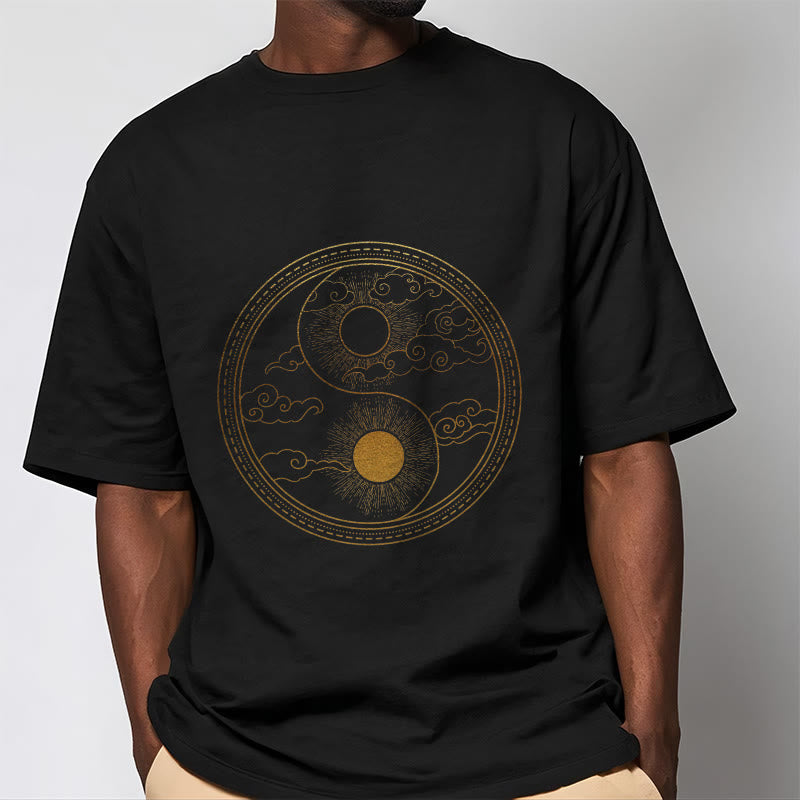 T-shirt Buddha Stones Yin Yang Soleil Nuages ​​de Bon Augure - image 1