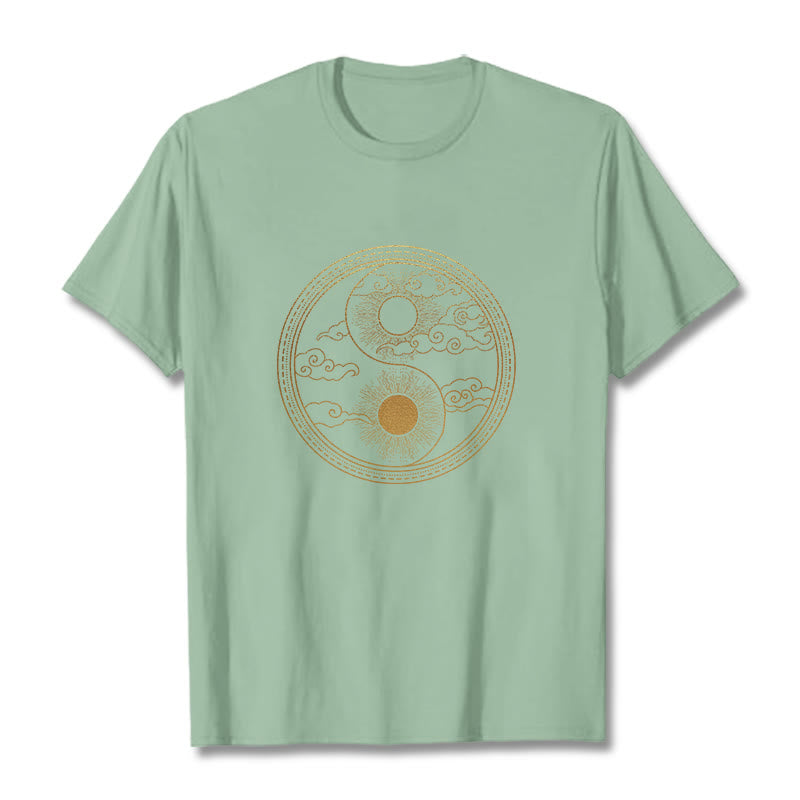 T-shirt Buddha Stones Yin Yang Soleil Nuages ​​de Bon Augure - Vert pâle - 2XL - image 14
