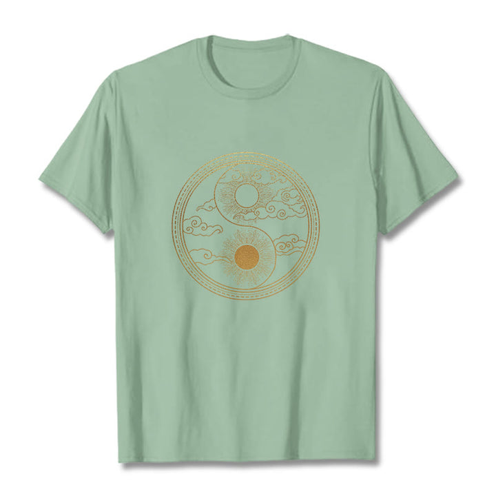 T-shirt Buddha Stones Yin Yang Soleil Nuages ​​de Bon Augure - Vert pâle - 2XL - image 15