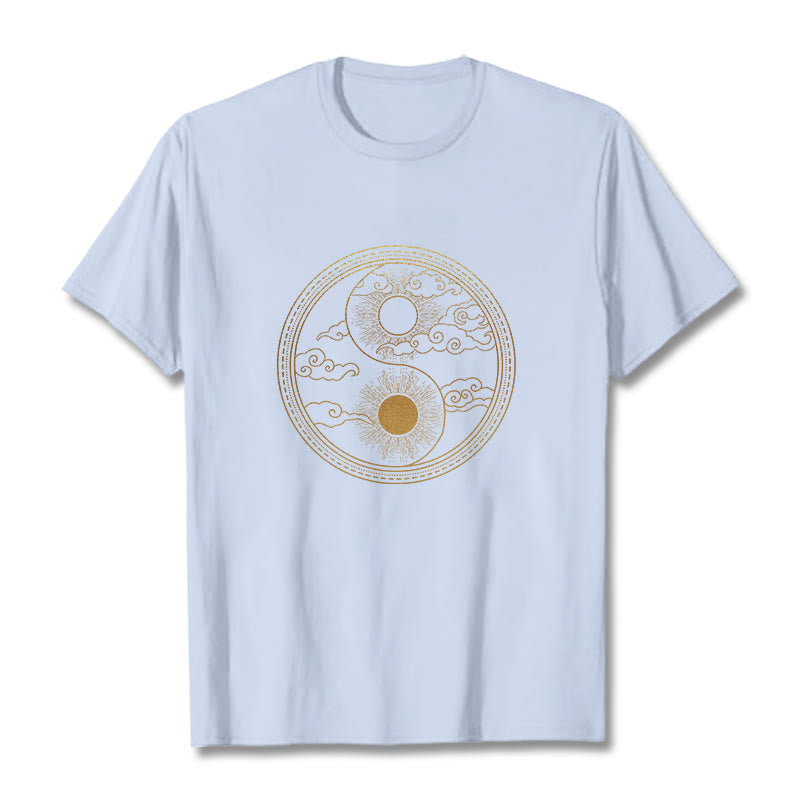 T-shirt Buddha Stones Yin Yang Soleil Nuages ​​de Bon Augure - Cyan clair - 2XL - image 12