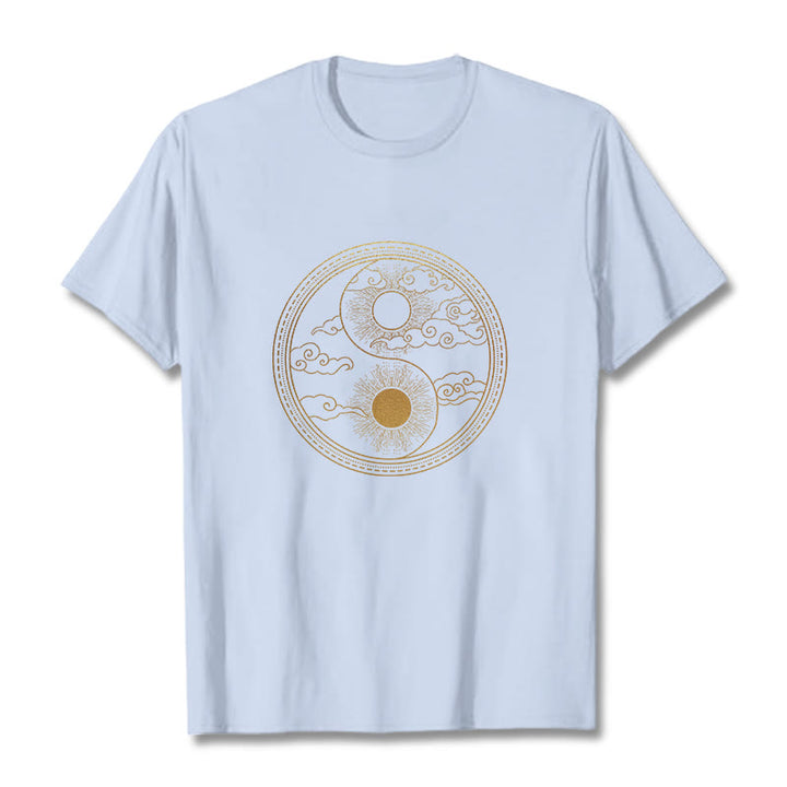 T-shirt Buddha Stones Yin Yang Soleil Nuages ​​de Bon Augure - Cyan clair - 2XL - image 12
