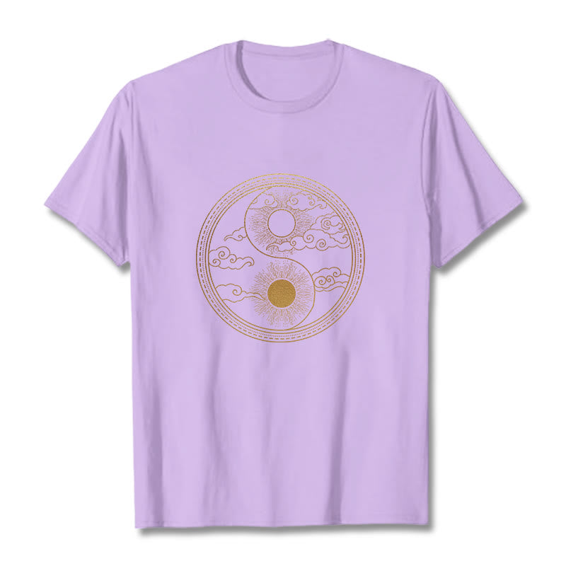 T-shirt Buddha Stones Yin Yang Soleil Nuages ​​de Bon Augure - Prune - 2XL - image 18