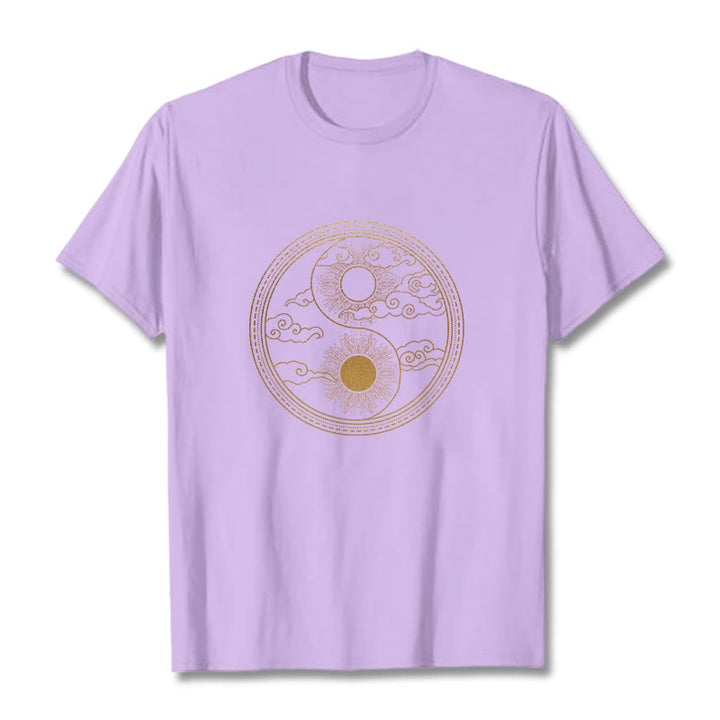 T-shirt Buddha Stones Yin Yang Soleil Nuages ​​de Bon Augure - Prune - 2XL - image 18