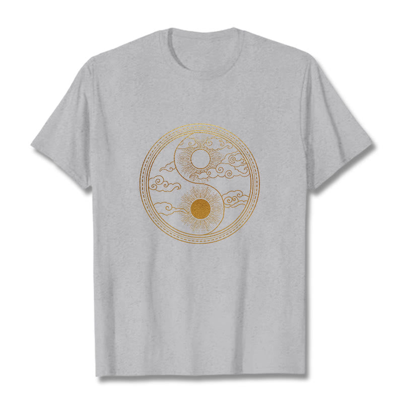 T-shirt Buddha Stones Yin Yang Soleil Nuages ​​de Bon Augure - Gris clair - 2XL - image 10