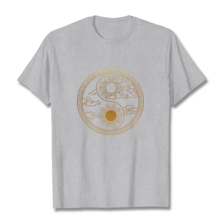 T-shirt Buddha Stones Yin Yang Soleil Nuages ​​de Bon Augure - Gris clair - 2XL - image 11