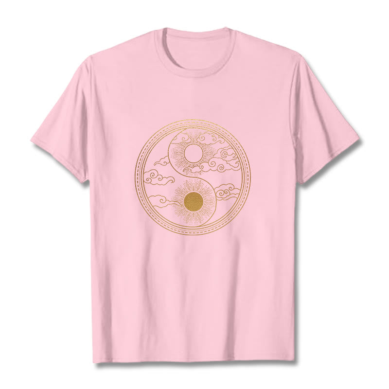 T-shirt Buddha Stones Yin Yang Soleil Nuages ​​de Bon Augure - Rose clair - 2XL - image 17