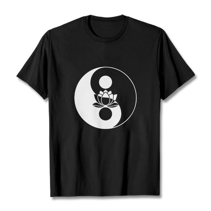 T-shirt Buddha Stones Yin Yang Fleur de Lotus - Noir - 2XL - image 4
