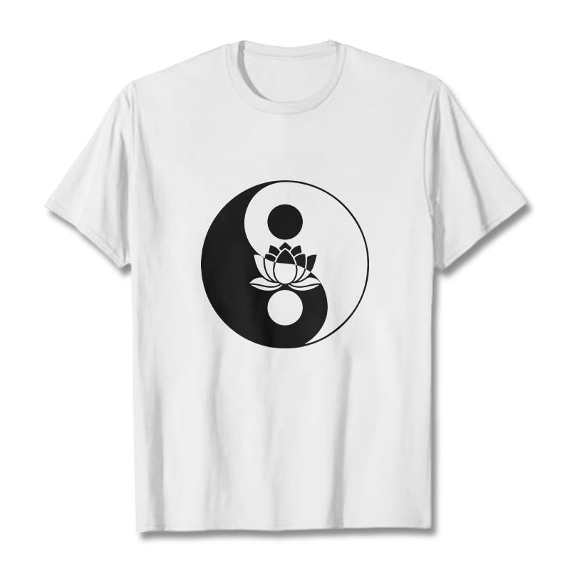 T-shirt Buddha Stones Yin Yang Fleur de Lotus - Blanc - 2XL - image 1