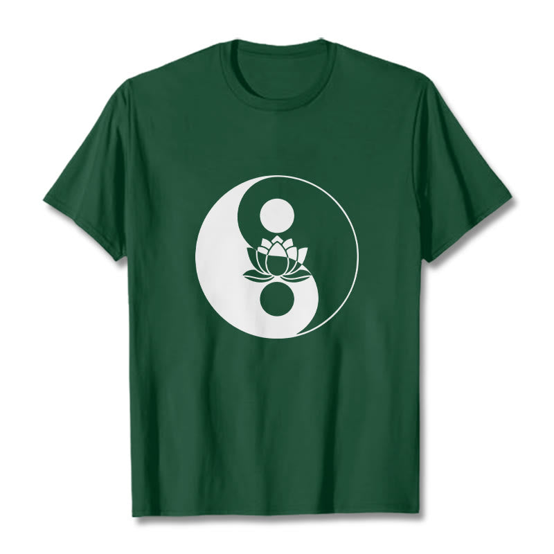 T-shirt Buddha Stones Yin Yang Fleur de Lotus - Vert forêt - 2XL - image 10