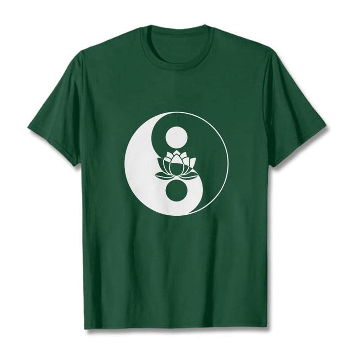 T-shirt Buddha Stones Yin Yang Fleur de Lotus - Vert forêt - 2XL - image 10