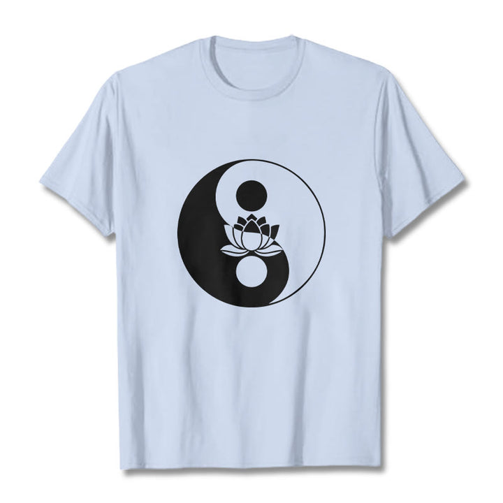 T-shirt Buddha Stones Yin Yang Fleur de Lotus - Cyan clair - 2XL - image 18