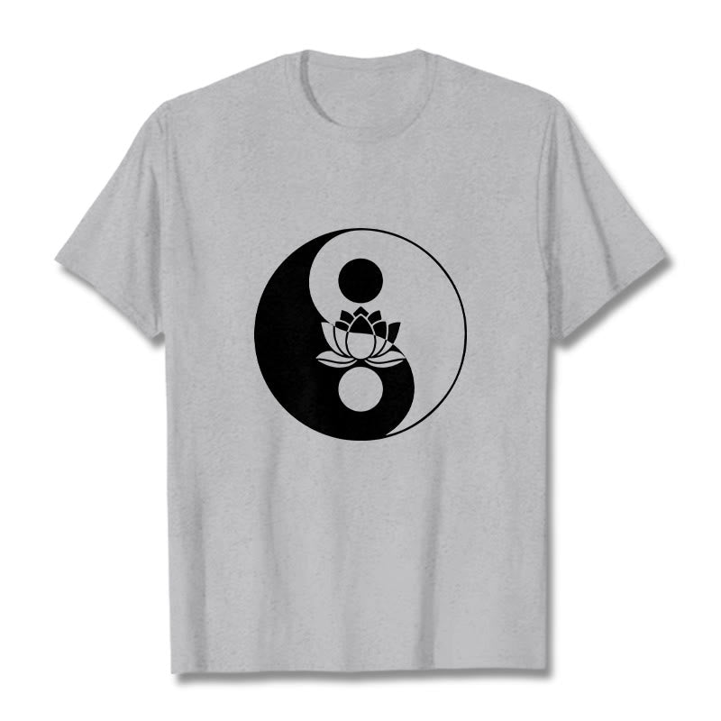 T-shirt Buddha Stones Yin Yang Fleur de Lotus - Gris clair - 2XL - image 19
