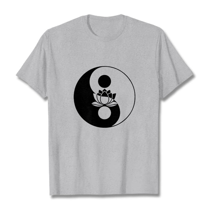 T-shirt Buddha Stones Yin Yang Fleur de Lotus - Gris clair - 2XL - image 20