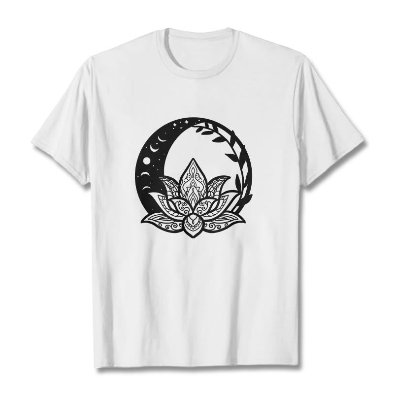 T-shirt Buddha Stones Fleur de Lotus Soleil Lune Vignes Entrelacées - Blanc - 2XL - image 0