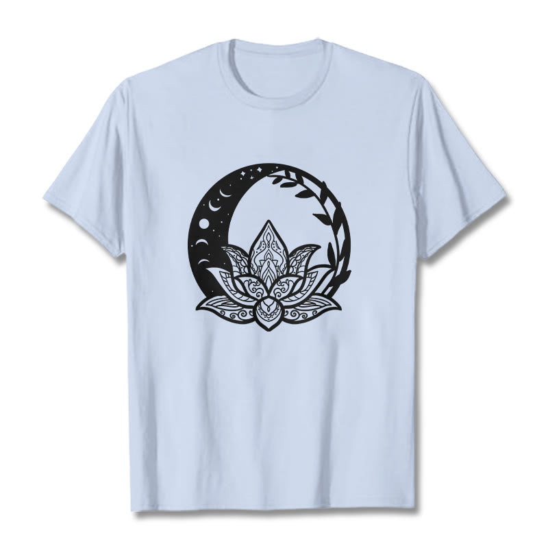 T-shirt Buddha Stones Fleur de Lotus Soleil Lune Vignes Entrelacées - Cyan clair - 2XL - image 18