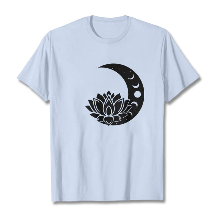 T-shirt Buddha Stones Croissant de Lune Fleur de Lotus Soleil - Cyan clair - 2XL - image 18