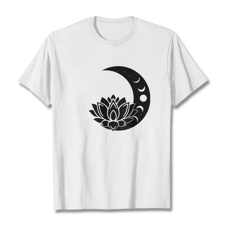 T-shirt Buddha Stones Croissant de Lune Fleur de Lotus Soleil - Blanc - 2XL - image 0