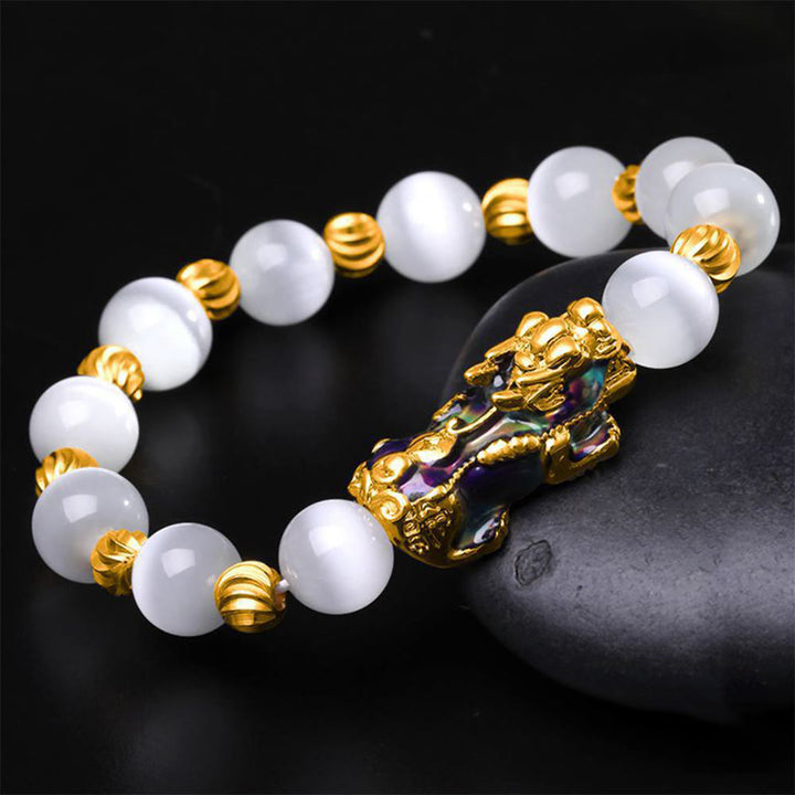 Bracelet de soutien PiXiu œil de chat Buddha Stones et changement de couleur