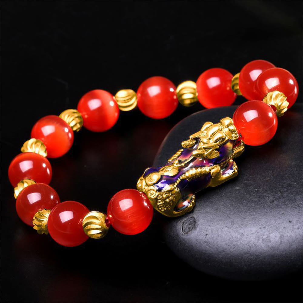 Bracelet de soutien PiXiu œil de chat Buddha Stones et changement de couleur