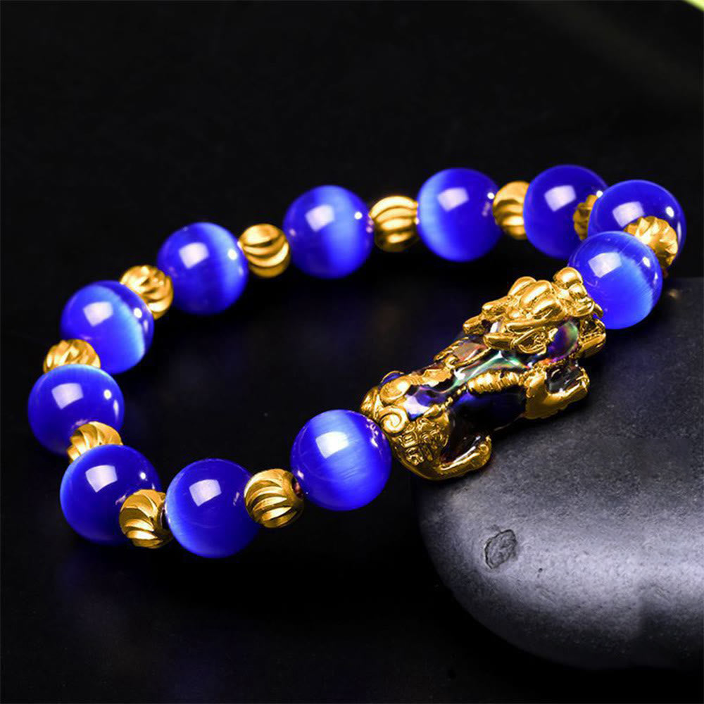 Bracelet de soutien PiXiu œil de chat Buddha Stones et changement de couleur