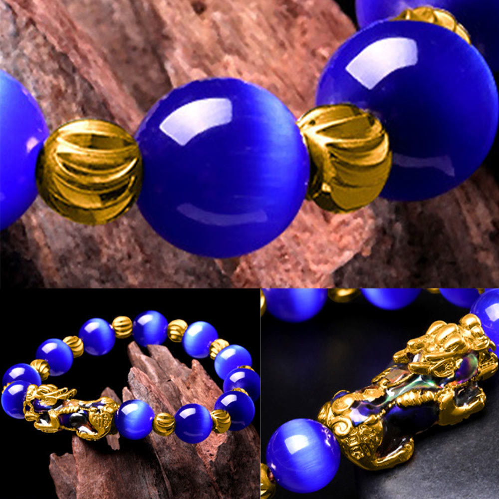 Bracelet de soutien PiXiu œil de chat Buddha Stones et changement de couleur