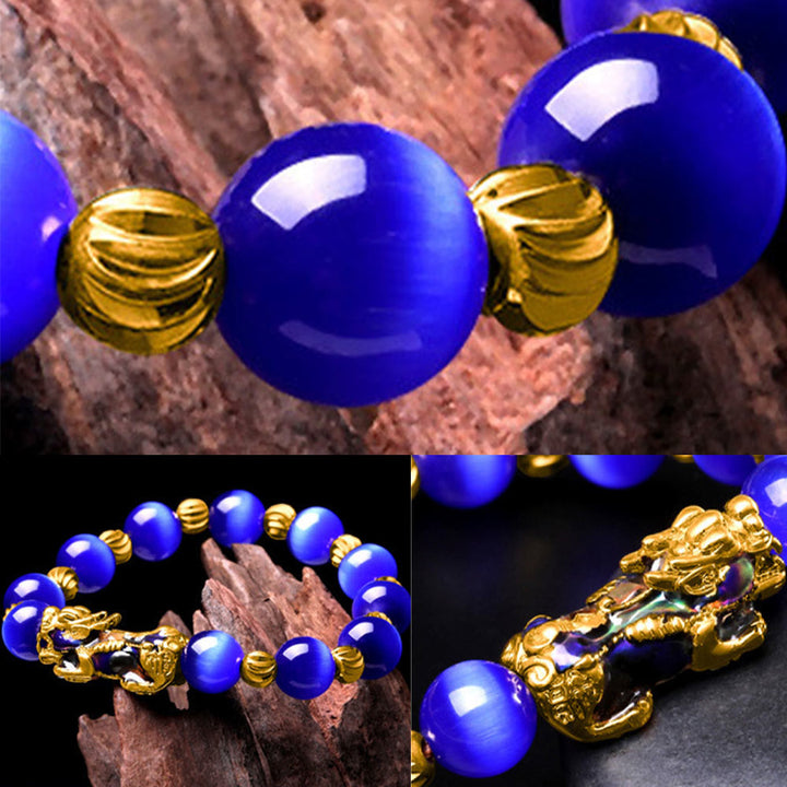 Bracelet de soutien PiXiu œil de chat Buddha Stones et changement de couleur