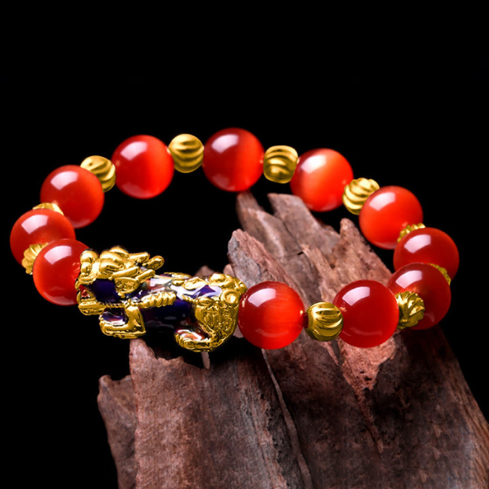 Bracelet de soutien PiXiu œil de chat Buddha Stones et changement de couleur