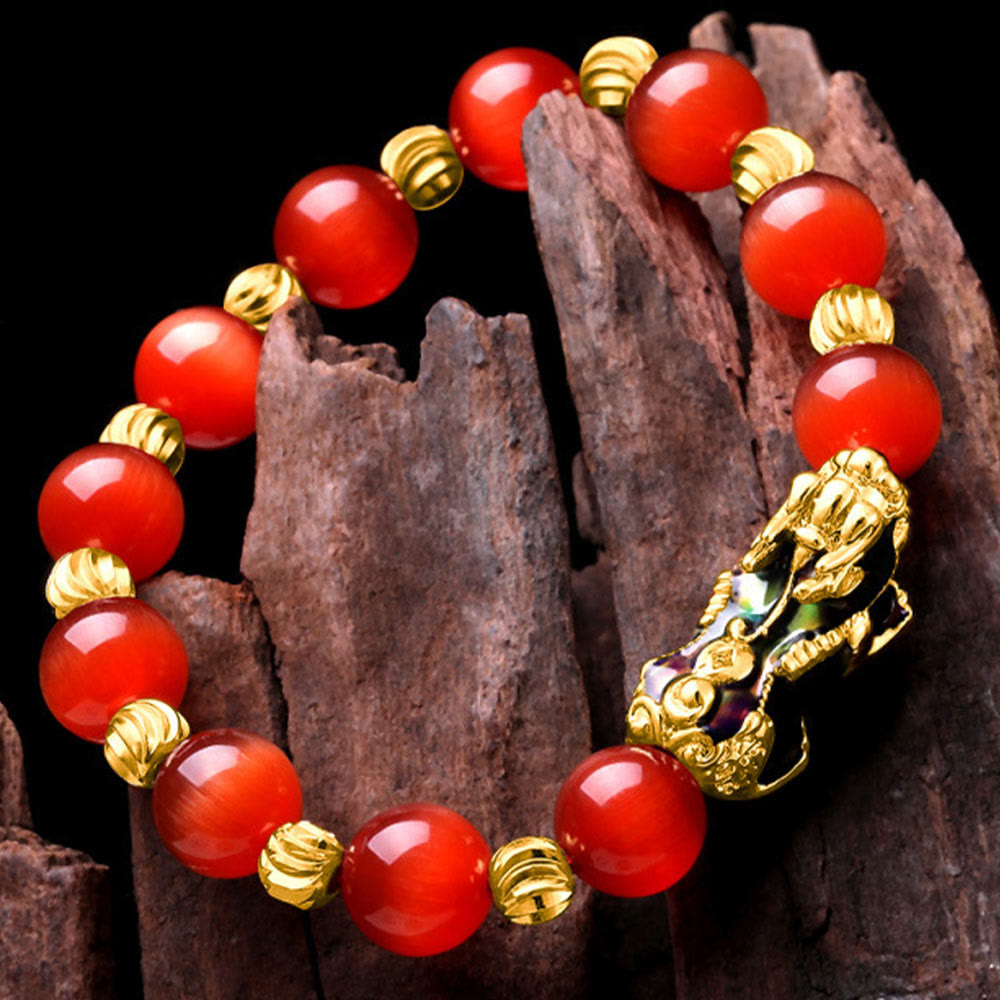Bracelet de soutien PiXiu œil de chat Buddha Stones et changement de couleur