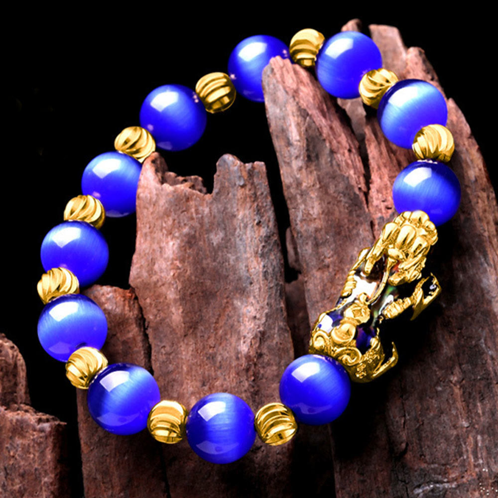 Bracelet de soutien PiXiu œil de chat Buddha Stones et changement de couleur