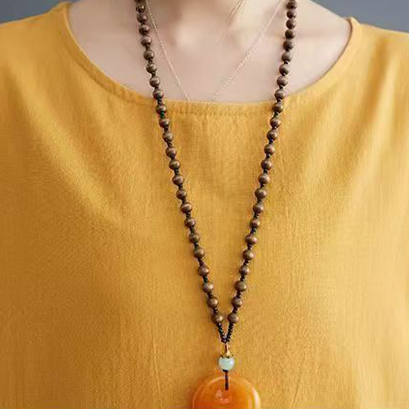 Robe mi-longue d'été en coton et lin à manches courtes avec imprimé Buddha Stones et motif phénix - image 11