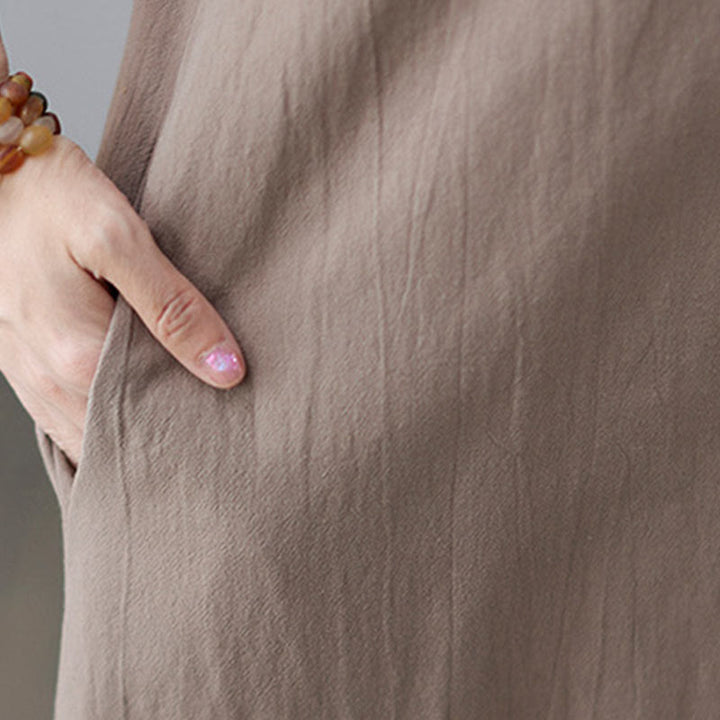Robe midi décontractée en coton et lin avec lacets sur le côté et poches - image 11
