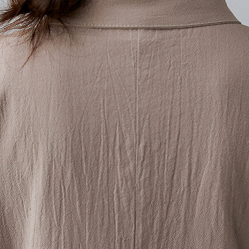 Robe midi décontractée en coton et lin avec lacets sur le côté et poches - image 7