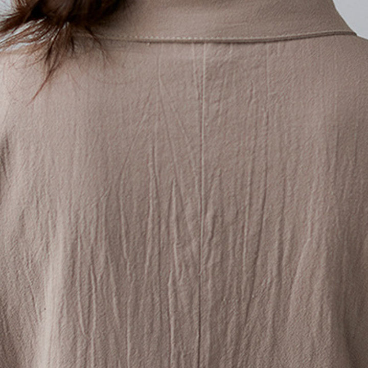 Robe midi décontractée en coton et lin avec lacets sur le côté et poches - image 7