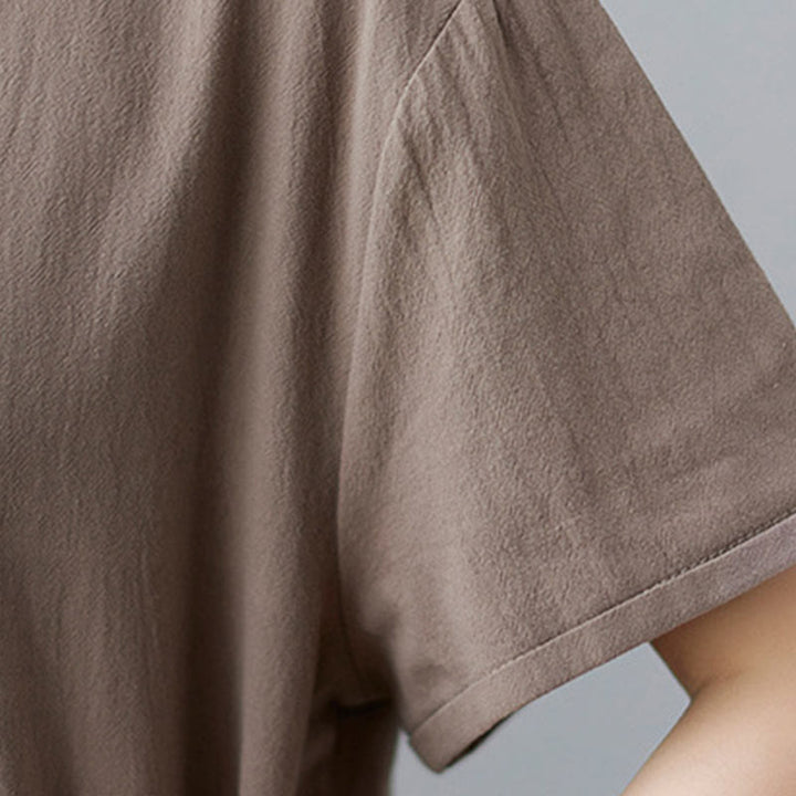 Robe midi décontractée en coton et lin avec lacets sur le côté et poches - image 8