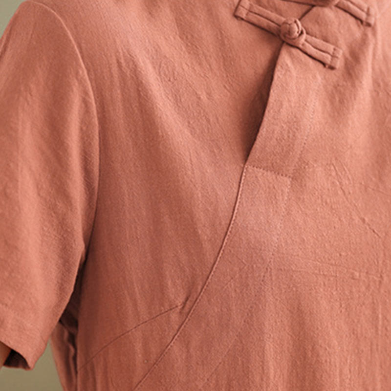 Robe mi-longue qipao chinoise à boutons de grenouille, style vintage d'été, motif Buddha Stones - image 8