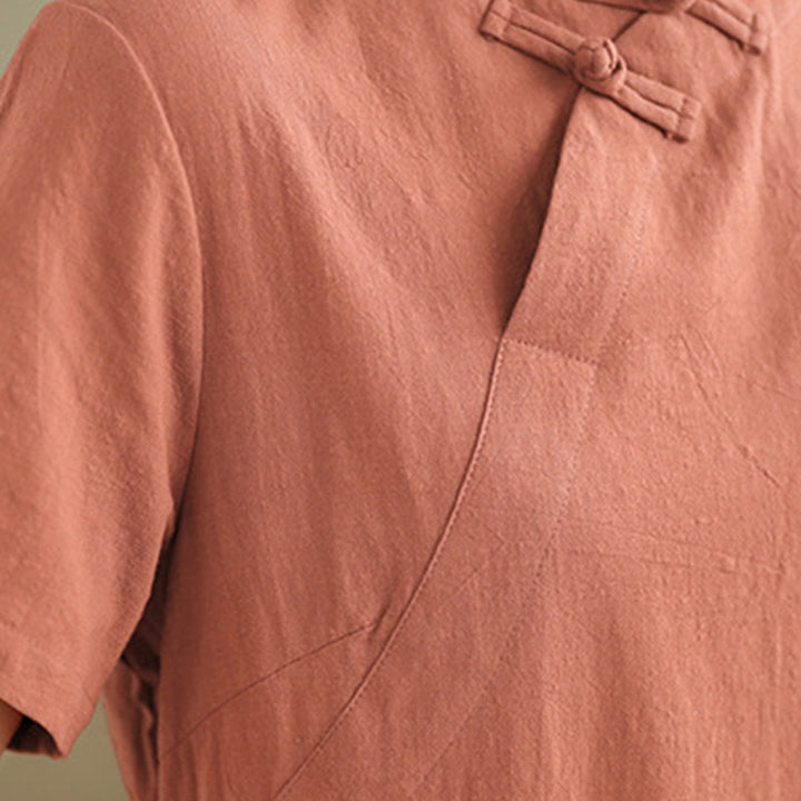 Robe mi-longue qipao chinoise à boutons de grenouille, style vintage d'été, motif Buddha Stones - image 8