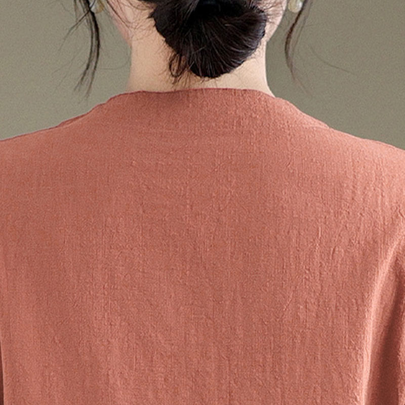 Robe mi-longue qipao chinoise à boutons de grenouille, style vintage d'été, motif Buddha Stones - image 7