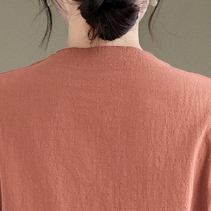 Robe mi-longue qipao chinoise à boutons de grenouille, style vintage d'été, motif Buddha Stones - image 7