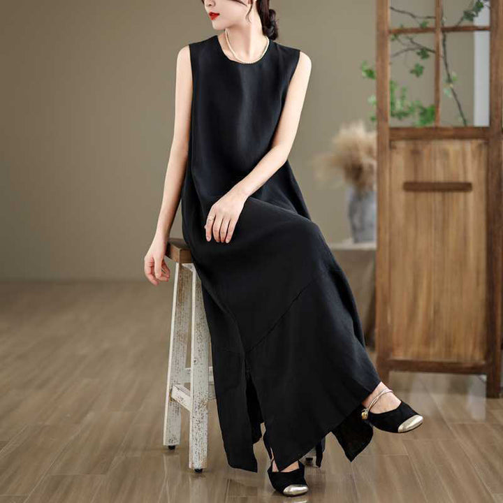 Robe midi unie sans manches à poches Buddha Stones Spring - image 15