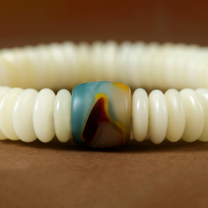 Bracelet à pompon en pierre de sagesse, pierre de graine de Bodhi blanche naturelle de Buddha Stones - image 3
