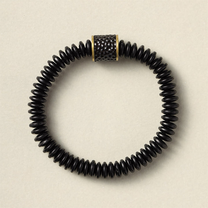 Bracelet tibétain en Buddha Stones et coquille de noix de coco avec nuages de bon augure